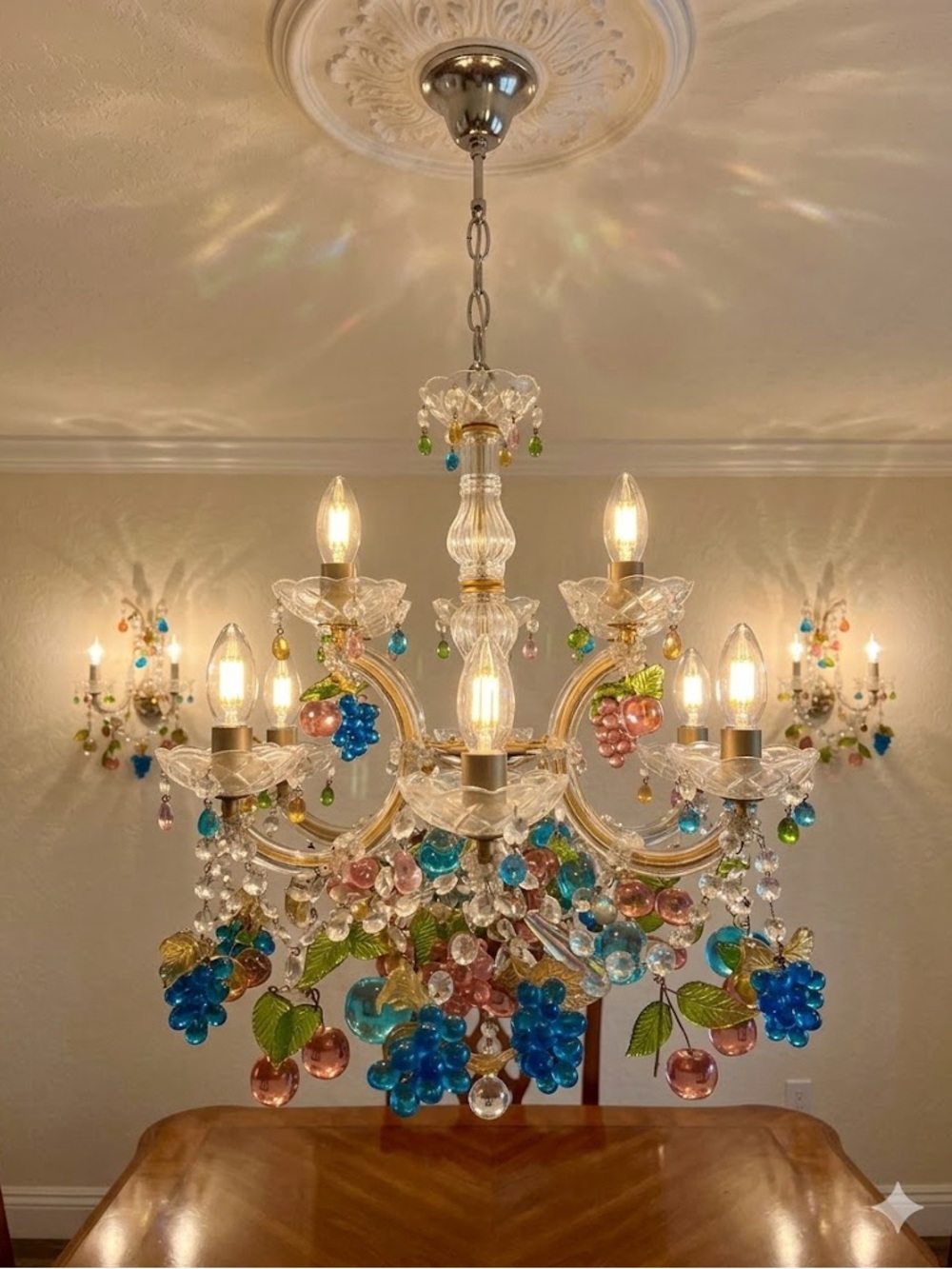 Multicolor Murano Glass Venetian Vineyard Chandelier
